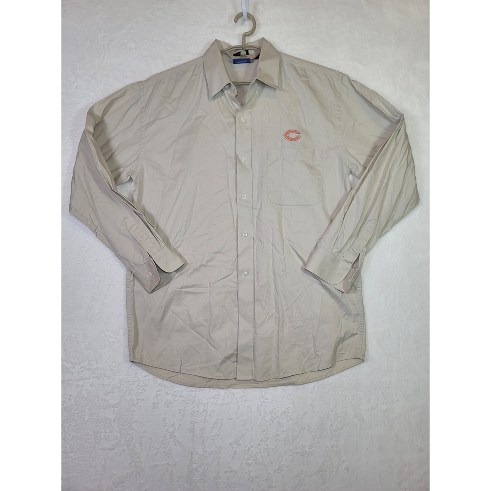 Reebok Chicago Bears Business Casual Shirt NFL Tan Wrinkle Resistant Button Down